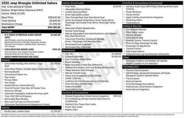 2020 Jeep Wrangler Unlimited Sahara 4x4
