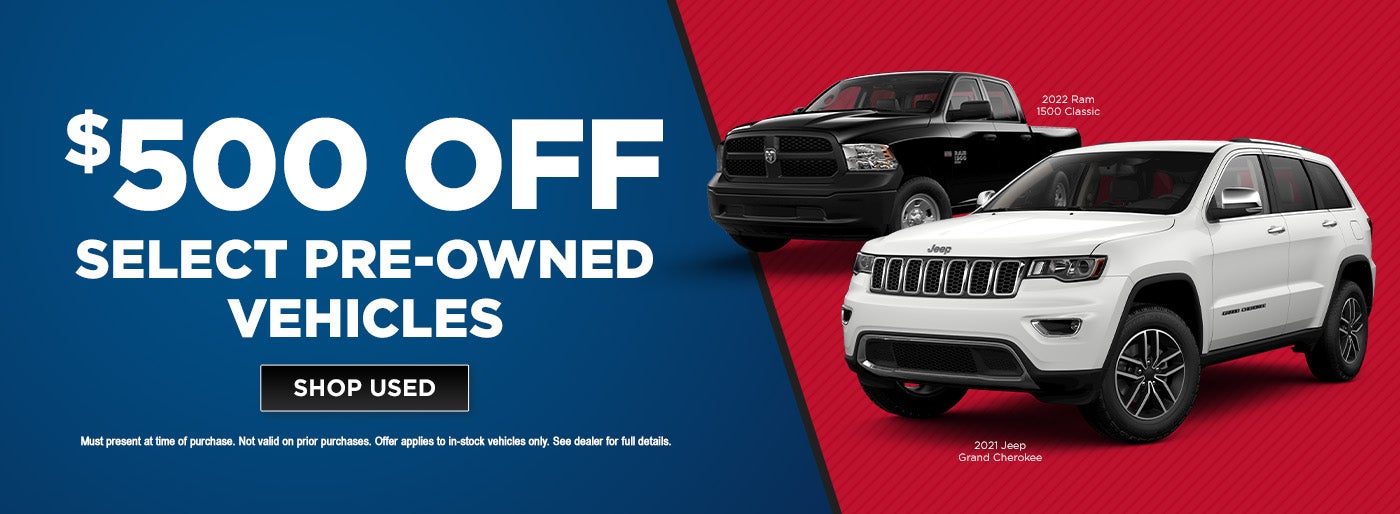 $500 OFF Select Pre-Owned Vehicles