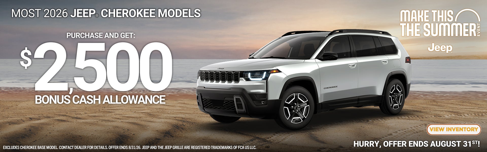 2026 Jeep Cherokee with $2,500 bonus cash allowance