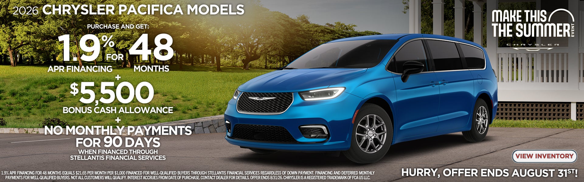 2026 Chrysler Pacifica with 1.9% APR and $5,500 bonus