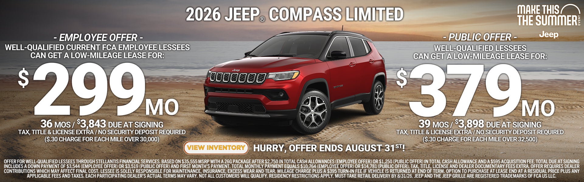 2026 Jeep Compass Limited lease from $299 per month