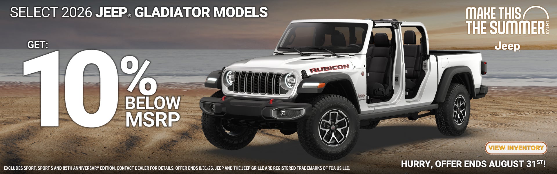 2026 Jeep Gladiator models priced 10% below MSRP