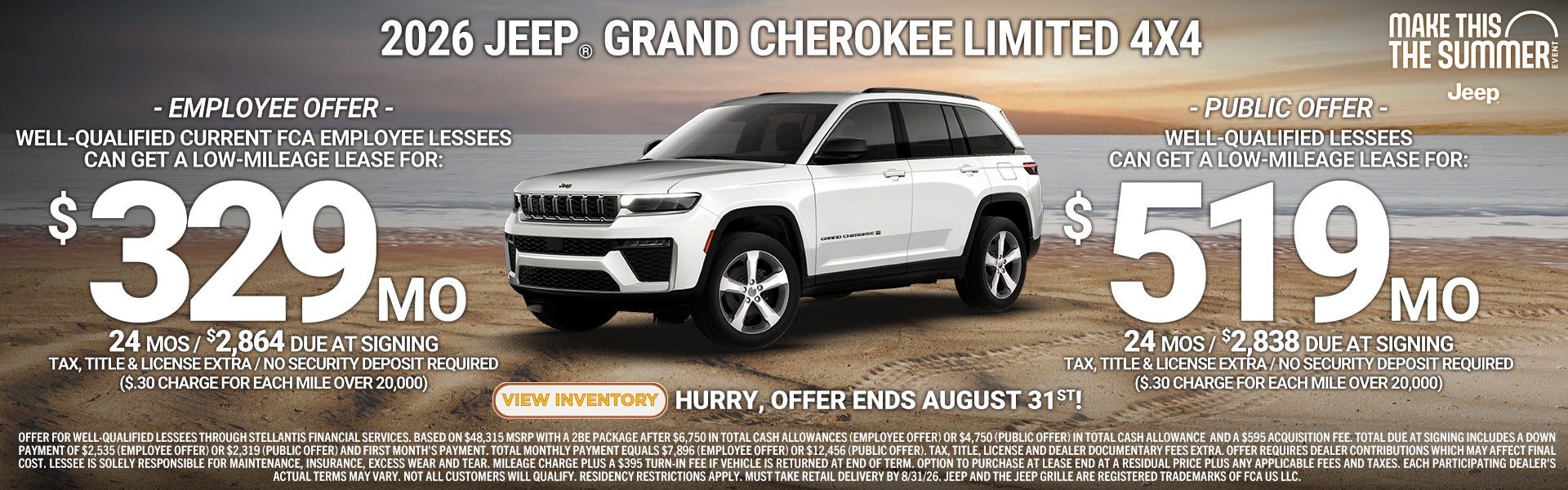 2026 Jeep Grand Cherokee Limited 4x4 lease from $329/mo