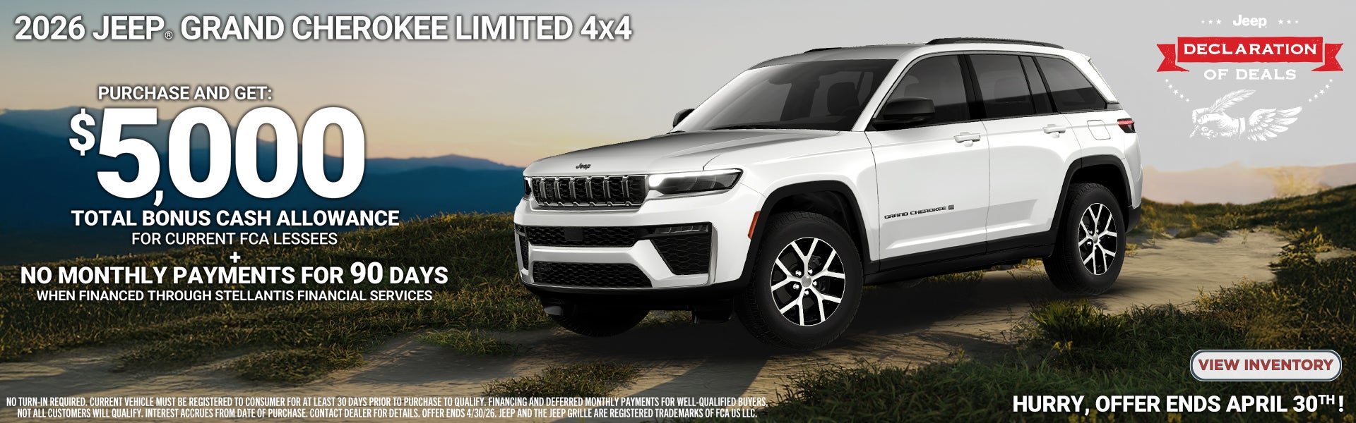 2026 Jeep Grand Cherokee Bonus Cash